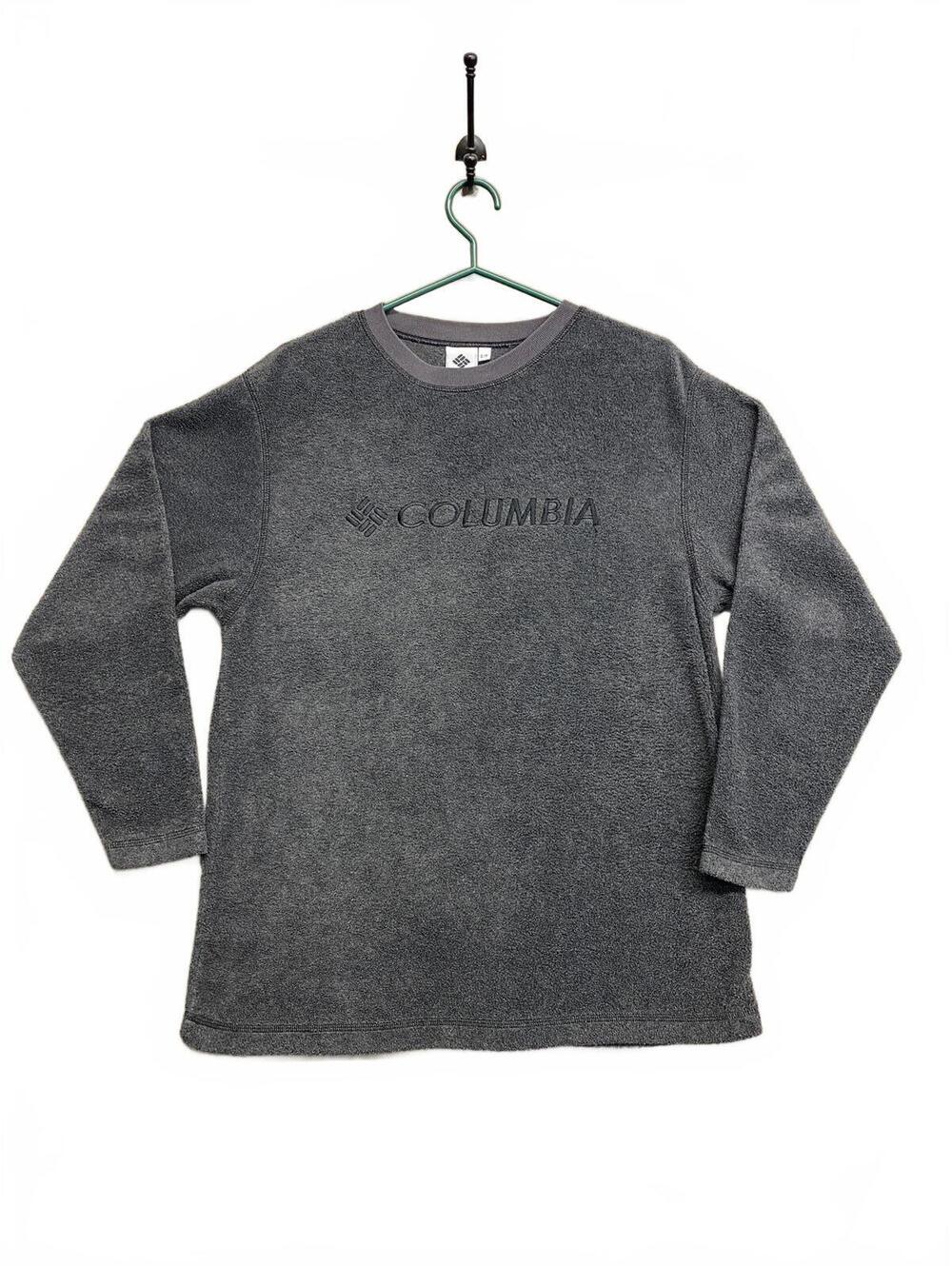 Vtg Y2K Columbia Grey Fleece Long Sleeve Pullover Sweatshirt Made in Canada Sz S